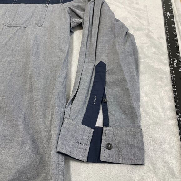 Rock&Republic Shirt Mens‎ XXL Blue Grey Color Block Roll Tab Western Biker Party - Picture 7 of 12